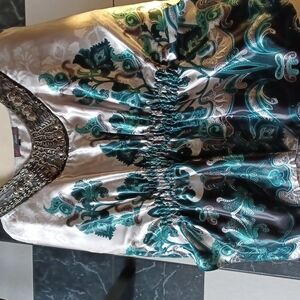 Heart soul multicolor sheer blouse size M, green, gray, black